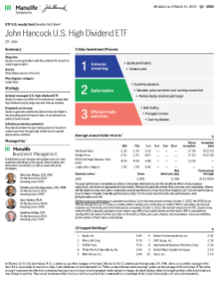 John Hancock U.S. High Dividend ETF investor fact sheet