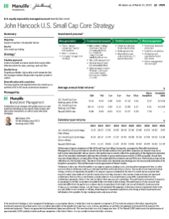 US Small Cap Core Strategy investor fact sheet