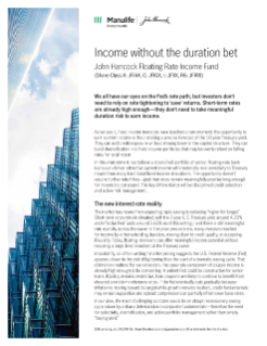 Floating rate - why now - income without the duration bet