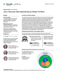 John Hancock International Equity Model Portfolio trade rationale