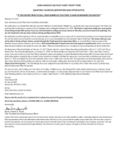 John Hancock CQS Multi Asset Credit Fund Repurchase Offer Notice for for Direct Shareholders