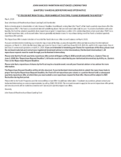 John Hancock Marathon Asset-Based Lending Fund repurchase offer notice for shareholders with intermediaries