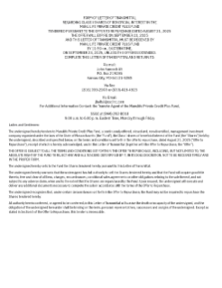 Manulife Private Credit Plus Fund transmittal