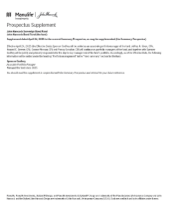 John Hancock Bond Fund summary prospectus