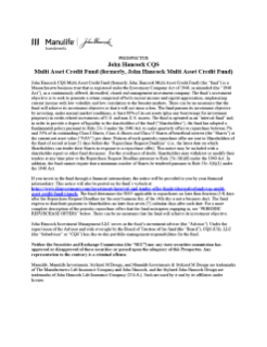 John Hancock CQS Multi Asset Credit Fund prospectus