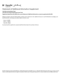 John Hancock Fundamental Equity Income Fund SAI