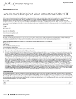John Hancock  Disciplined Value International Select ETF summary prospectus