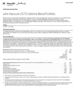 John Hancock 2070 Lifetime Blend Portfolio summary prospectus