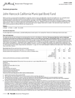 John Hancock California Municipal Bond Fund summary prospectus