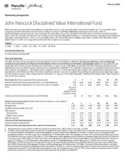 John Hancock Disciplined Value International Fund summary prospectus