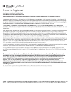John Hancock ESG International Equity Fund summary prospectus