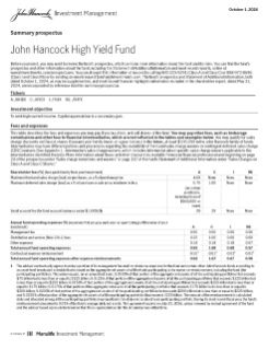 John Hancock High Yield Fund summary prospectus