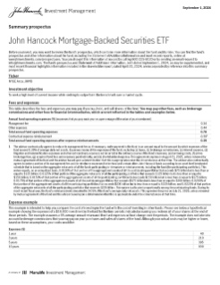 John Hancock Mortgage Backed Securities ETF summary prospectus