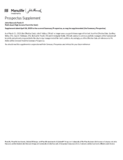 John Hancock Multi-Asset High Income Fund summary prospectus
