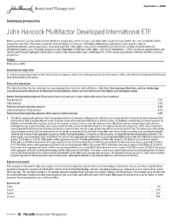 John Hancock Multifactor Developed International ETF summary prospectus