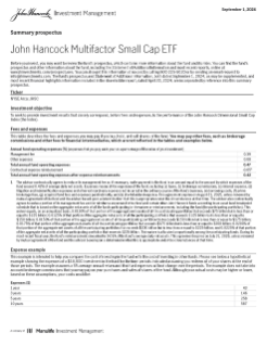John Hancock Multifactor Small Cap ETF summary prospectus