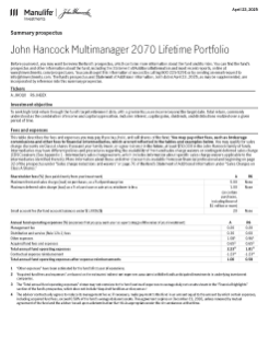 John Hancock Multimanager 2070 Lifetime Portfolio summary prospectus