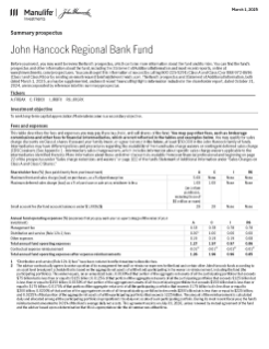 John Hancock Regional Bank Fund summary prospectus