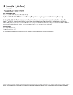 John Hancock Short Duration Bond Fund summary prospectus
