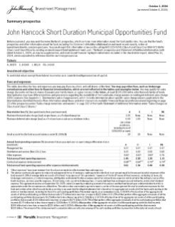 John Hancock Short Duration Municipal Opportunities Fund summary prospectus