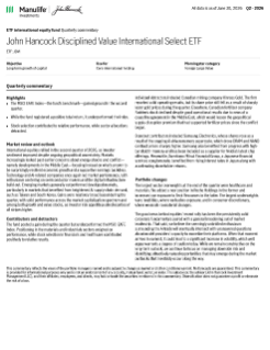 John Hancock Disciplined Value International Select ETF quarterly commentary