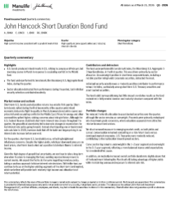 John Hancock Short Duration Bond Fund quarterly commentary