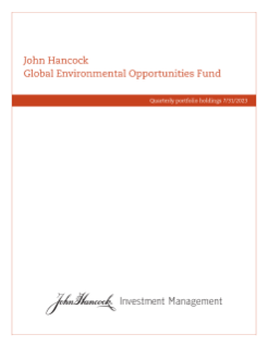 Fiscal Q3 holdings report John Hancock Global Environmental Opportunities Fund