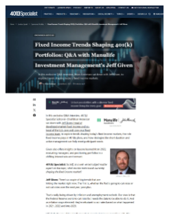 Fixed Income Trends Shaping 401(k) Portfolios