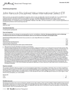 John Hancock  Disciplined Value International Select ETF summary prospectus