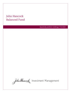 John Hancock Balanced Fund fiscal Q3 holdings report