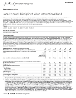 John Hancock Disciplined Value International Fund summary prospectus