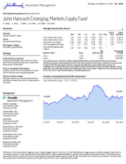 John Hancock Emerging Markets Equity Fund investor fact sheet