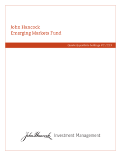 John Hancock Emerging Markets Fund fiscal Q3 holdings report