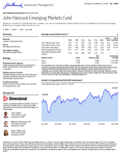 John Hancock Emerging Markets Fund investor fact sheet