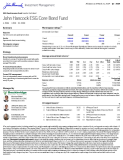 John Hancock ESG Core Bond Fund investor fact sheet