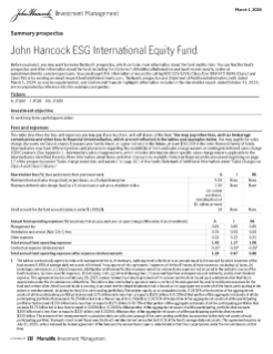 John Hancock ESG International Equity Fund summary prospectus