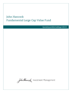 John Hancock Fundamental Large Cap Value Fund fiscal Q3 holdings report