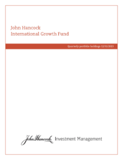 John Hancock International Growth Fund fiscal Q3 holdings report
