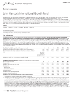 John Hancock International Growth Fund summary prospectus