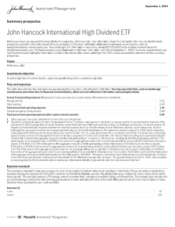 John Hancock International High Dividend ETF Summary Prospectus 