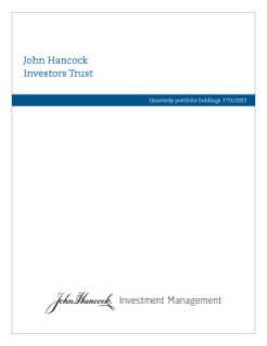 John Hancock Investors Trust Fund fiscal Q3 holdings report