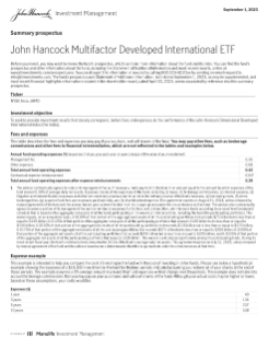 John Hancock Multifactor Developed International ETF summary prospectus