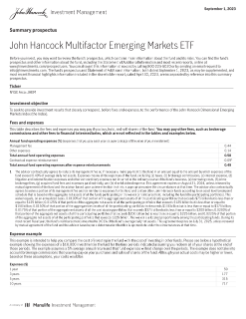 John Hancock Multifactor Emerging Markets ETF summary prospectus