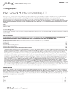 John Hancock Multifactor Small Cap ETF summary prospectus