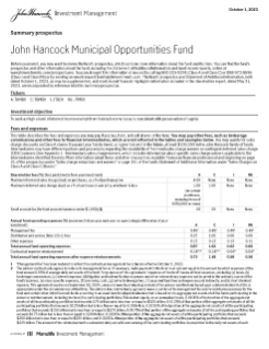 John Hancock Municipal Opportunities Fund summary prospectus