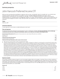 John Hancock Preferred Income ETF summary prospectus