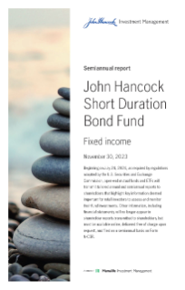 John Hancock Short Duration Bond semiannual report