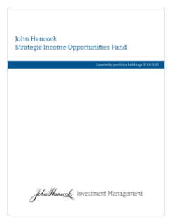 John Hancock Strategic Income Opportunities Fund fiscal Q3 holdings report