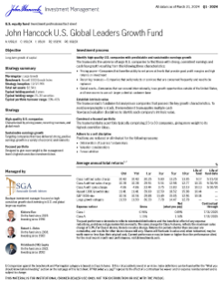 John Hancock US Global Leaders Growth Fund investment professional fact sheet