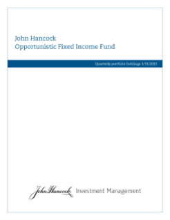 Opportunistic Fixed Income 3rd Fiscal Quarter Holdings Report